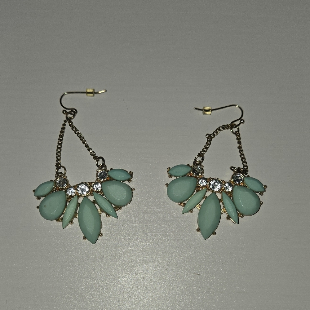 Forver 21 Elegant Gold and Mint Earrings